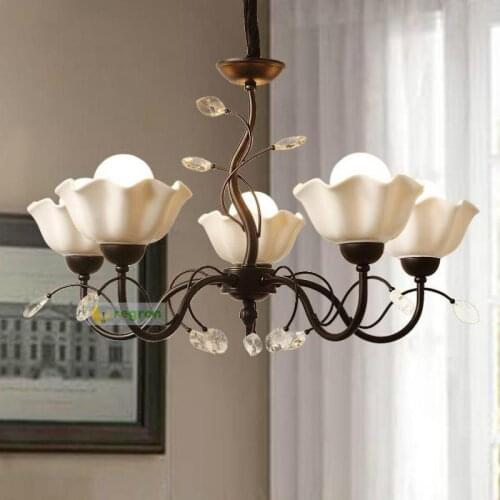 American vintage Chandelier iron loft lamp For Living Room Bedroom Dining Room kitchen Lighting Ceramic shade E27 led Luminaria