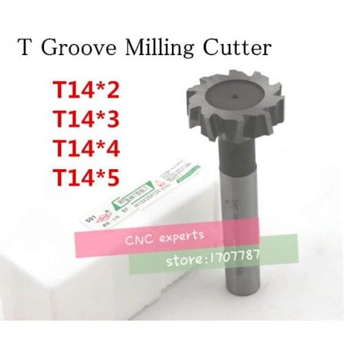 Free delivery 4PCS T14*2*3*4*5 high speed steel Straight shank T groove milling cutter T type Straight shank milling cutter
