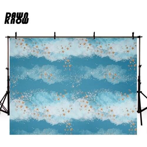 DAWNKNOW Cartoon Star Photography Background Baby Photocall Birthday Party White Cloud Backdrop Children Photo Shoot lv860