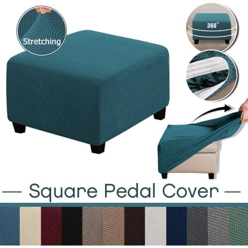Square Ottoman Slipcover Stool Cover Furniture Protector Covers Elastic Jacquard Footstool Sofa Slipcover Chair Cover Removable