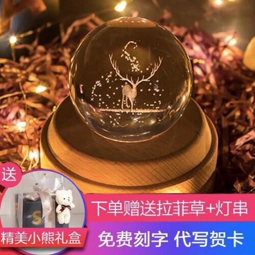 Elk Crystal Ball Music Box Rotating Music Box for Girls Friends and Children Birthday Valentines Day Gift Little Prince