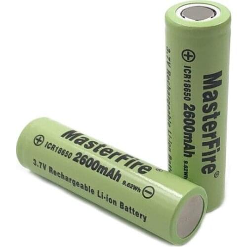 MasterFire 2pcs/lot Original ICR18650-26F 18650 2600mah 9.62Wh 3.7V Rechargeable Lithium Battery Power Bank Batteries Cell