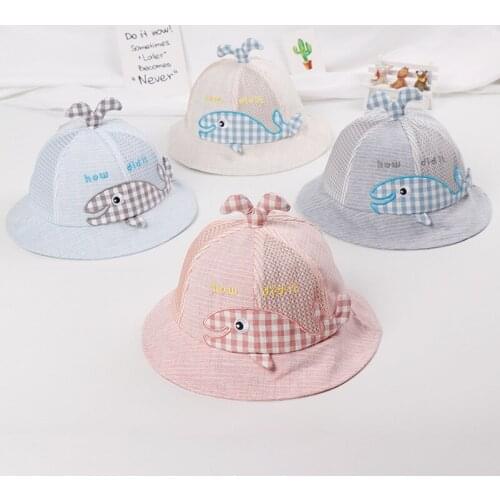 Lovely Baby Sun Hat Breathable Net Cap Dolphine Snail Solid Bonnet Summer Bucket Caps Outdoor Beach 1-3 Years Kids Casquette