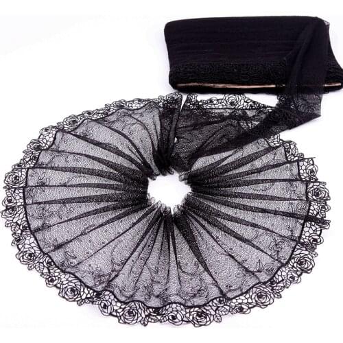 MLAEY 2Yards Black Exquisite Embroidered Flower Lace Trim High Quality Lace Fabric DIY Craft&Sewing Dress Clothing Accessories