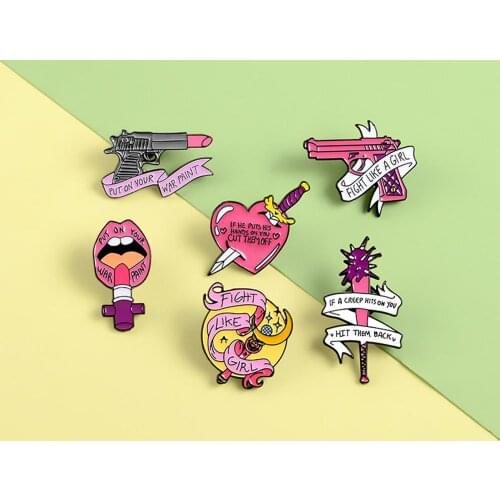 Cartoon Recorder Typewriter Piano Lipstick Brooches Pink Collection Enamel Pins Denim Shirt Backpack Gift For Kids Women