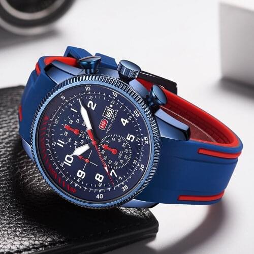 MINI FOCUS New Military Watch Men Chronograph Mens Top Brand Quartz Wristwatches Sports Mens Silicone Watches Relogio Masculino