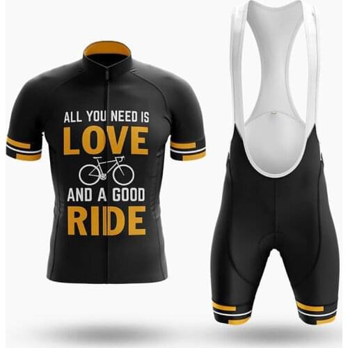 2021 LOVE RIDE Mens Cycling Jersey Set Professional Cycling Clothing Quick Dry Summer Sleeved Cycling Shirt Bib Short Gel Pad
