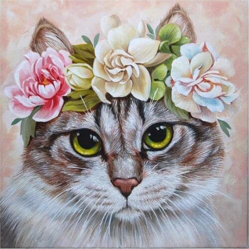 Animal Cat Pre-Printed 11CT Cross Stitch DIY Embroidery Set DMC Threads Sewing Needlework Craft Handiwork Home Decor Counted
