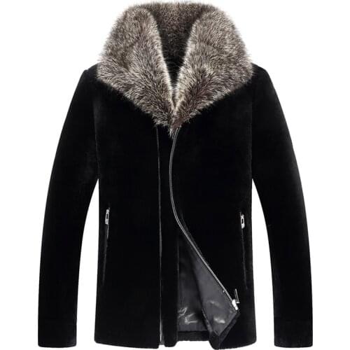 Real Fur Coat Real Sheep Shearling Fur Warm Coat Winter Jacket Men Clothes 2020 Raccoon Fur Collar Jackets Veste XJL-6018 MY1713