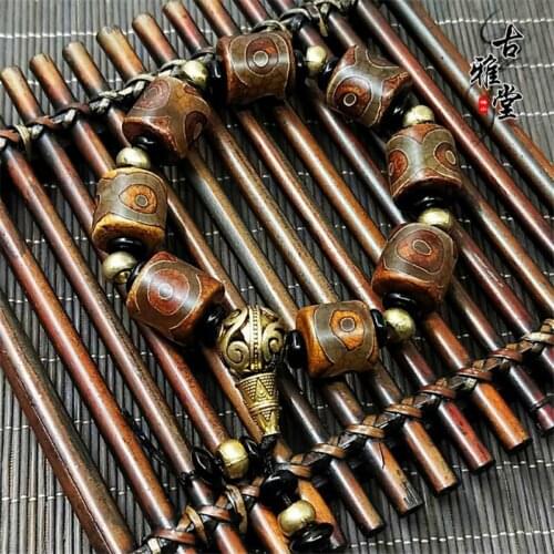 Natural Tibetan Old Tianzhu Necklace Protolithic Shale Pharmacist Longwen Nine-Eyed Tianzhu to Pure agate