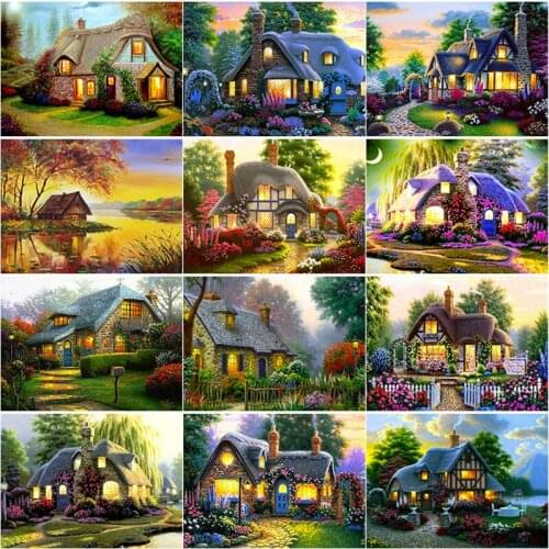 New 5D DIY Diamond Painting Houses Diamond Embroidery Scenery Cross Stitch Full Square Round Drill Crafts Art Home Decor Gift