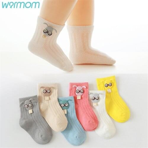 WARMOM Thin Mesh Accessories Socks Summer Solid Color Cartoon Accessories Cute Baby Mesh Thin Childrens Socks Girls Boys Kids