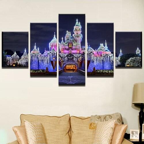 Full square round diy diamond Painting 5 Piece Amusement Park Castle Nightscape mozaik puzzle diamond embroidery stickerZP-2474