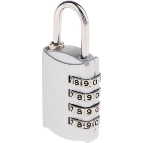 Portable Resettable 4 Digit Combination Travel Luggage Suitcase Bag Safety Code Lock Padlock 16H -Silver