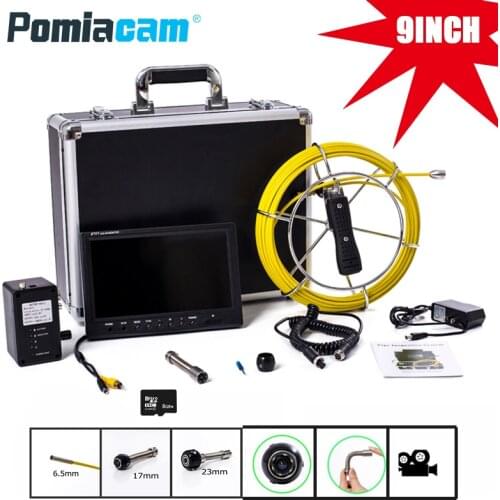 WP90 20M 30M 50M Industrial Pipeline Endoscope 6.5/17/23mm Snake Video Camera 9" LCD Sewer Drain Pipe Inspection Camera System