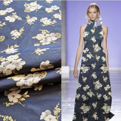 Yarn-dyed Flower Jacquard Fabric Polyester Comfortable Soft Dress Windbreaker Suit Brocade Clothes Fashion Clothing Fabrics