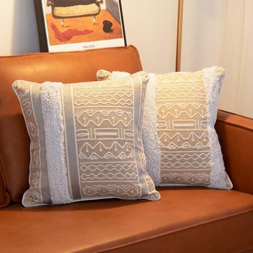 Luxury cushion cover Beige pillow cover 45x45cm Handmade Tuft Embriodery Morroccan Style Home Decoration Living Room Sofa Couch