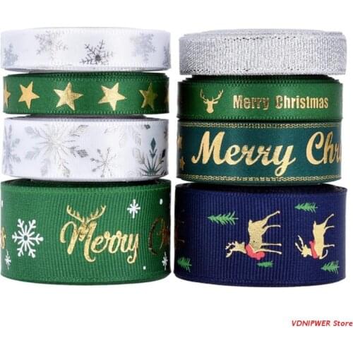 DIY Christmas Decoration 8 Patterns Ribbon Grosgrain Ribbon For Craft Supplies Sewing Accessories 10/15/25mm Width