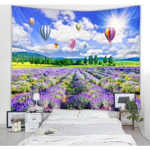Nordic landscape tapestry lavender hot air balloon landscape tapestry wall hanging hippie tapestry home decoration
