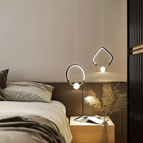 Modern LED Pendant Lights Black hanging Lamps For Bar Restaurant Bedroom Bedside Living Room Minimalist Fixtures