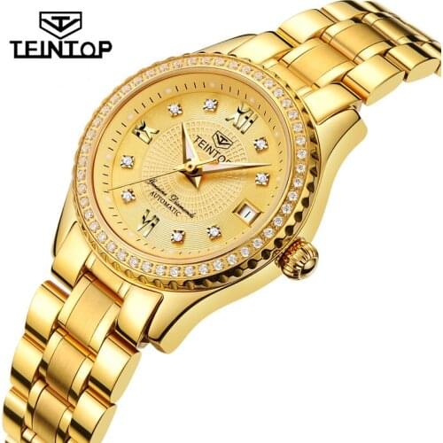Женские золотые часы TEINTOP China At AliExpress