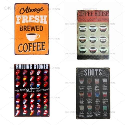 Vintage Beer Coffee Metal Plate Kitchen Room Decor Poster Print On Metal Bar Sign Metal Tin Wine Painting Wall Art Metal Decor