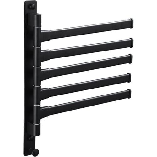 Aluminum Black Rotatable Towel Bar Bathroom Roll Towel Bracket Hooks Holder Kitchen Bathroom Accessories