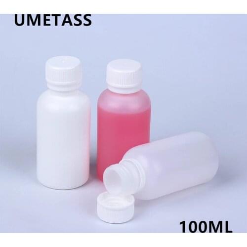 100ML plastic round bottle with Lid for liquid Reagent paint Food Grade HDPE container refillable travel bottles 10PCS/lot