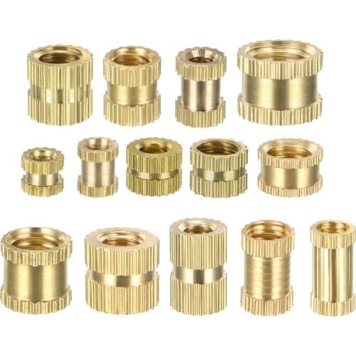 200pcs M2 M3 M4 M5 M6 Female Thread Brass Knurled Threaded Insert Embedment Nuts 3mm 4mm 5mm 6mm 8mm Length