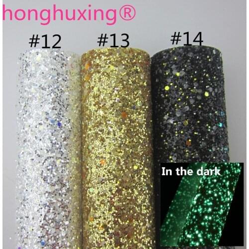 21x30cm Silver Glod Glow In Dark Chunky Glitter Fabric Leather A4 Sheet Faux Fabric For Bows Earring craft Sewing DIY F0387