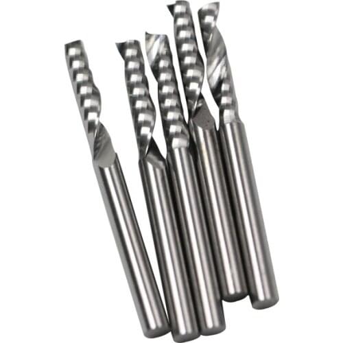 3.175*15mm- HIGH Precision Grind! Single Flute Spiral Router Bits, 5pcs/set carbide milling cutters for wood cutting