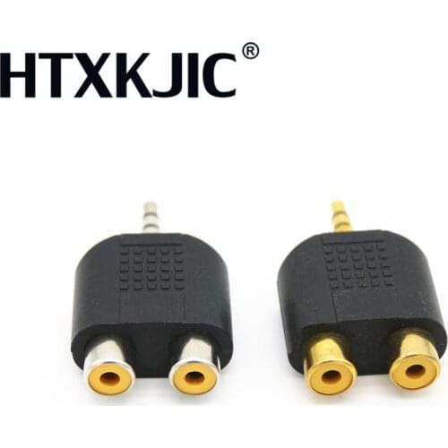 5 pcs\lot Y Type 3.5 mm 3 Tracks Stereo Audio Male to 2 Dual RCA Female Splitter Adapter Connecto