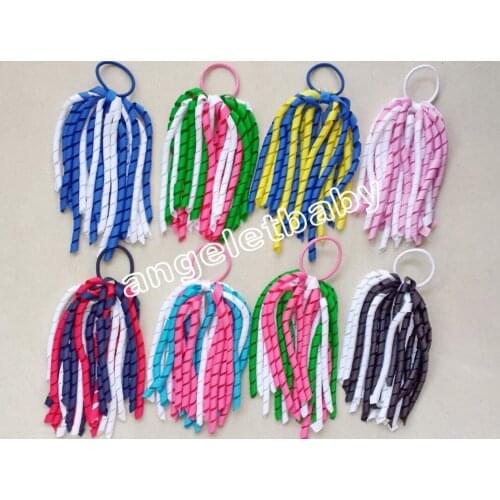 50pcs baby 7" korker Ponytail streamers hair ties bows flowers with elastic corker Curly ribbon hair bobbles Accessories PD019