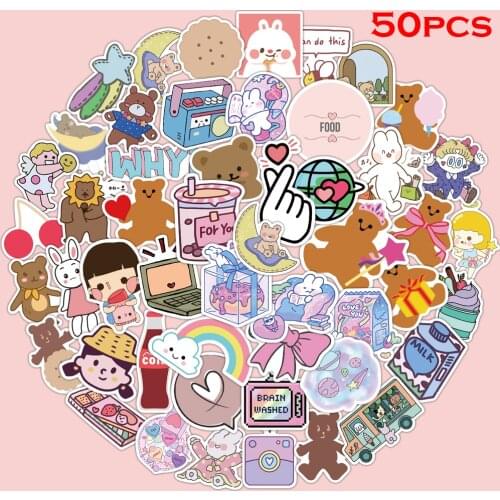 50Pcs Cute Little Fresh Series Stickers Waterproof Graffiti Stickers Decorative Luggage Bicycle Childrens Toy Stickers