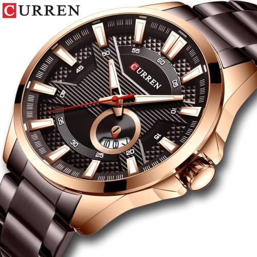 New Stainless Steel Quartz Mens Watches Fashion CURREN Wrist Watch Causal Business Watch Top Luxury Brand Men Watch Male Clock