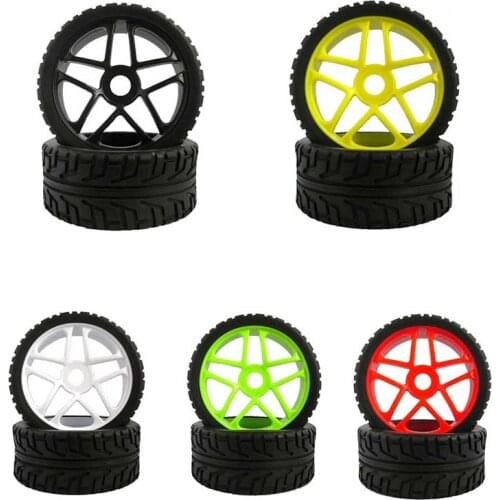 4PCS 100mm Racing Wheel Tire Kyosho MP9 Black Rubber Tyre with Plastic Hub for 1:8 RC SUV Petrol Car Modified Parts