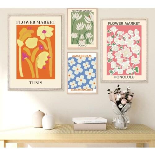 Flower Shop Sign Posters and Prints Florist Gift Flower Market Tunis,Tokyo, Copenhagen, Bologna Canvas Painting Pictures Decor