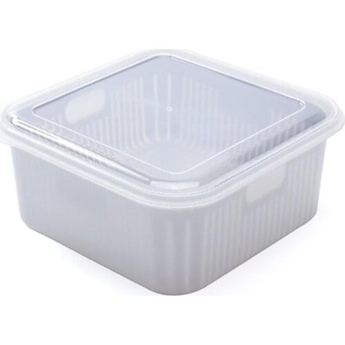 M17D Double Layer Food Storage Container Kitchen Refrigerator Fresh-keeping Box Drain