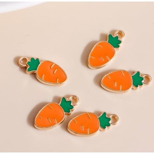 10pcs 7*15mm Creative Enamel Mini Carrot Charms for Earrings Pendants Necklaces Making Handmade Craft DIY Jewelry Accessories
