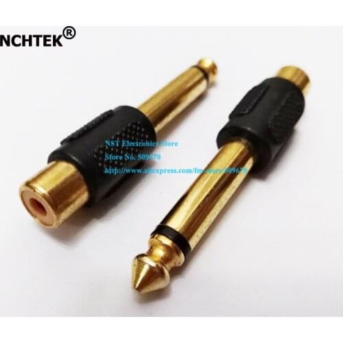 NCHTEK Gloden Plated 1/4" 6.35MM MONO MALE to RCA FEMALE ADAPTER JACK Connector/Free shipping/10PCS