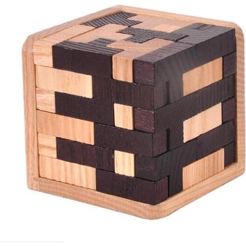 Classic Challenging 3D IQ Wooden Puzzle Logic Brain Teaser Tetris Tile-matching Puzzles Game for Adult