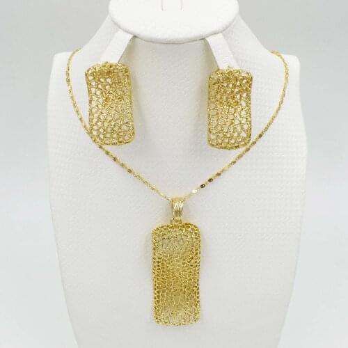 Fashion high quality d Jewelry Set Italy 750 Earrings Necklace pendant 3color Wedding Party set