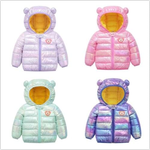 Fashion Baby Girls Winter Jacket Kids Candy Boys Coats with Ear Hoodies Cute 2021 New Girls Infant Clothing Childrens Jack
