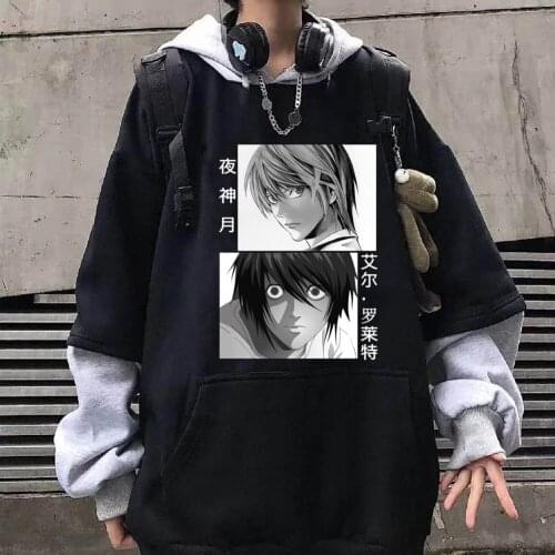 2021 Hot Anime Death Note Lawliet Hoodie Loose Pullovers Tops Long Sleeves Sweatshirts for Men Autumn Man Clothes Homme