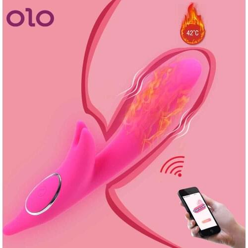 OLO APP Bluetooth Wireless Control G-spot Massager Rabbit Heating Vibrator Clitoris Stimulator Dildo Vibrator Sex Toys for Women
