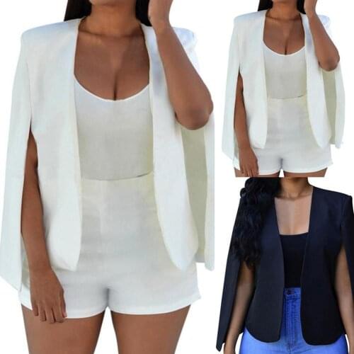 Fashion Solid Color Women Split Cape Slim Fits Business Blazer Suit Jacket Coat