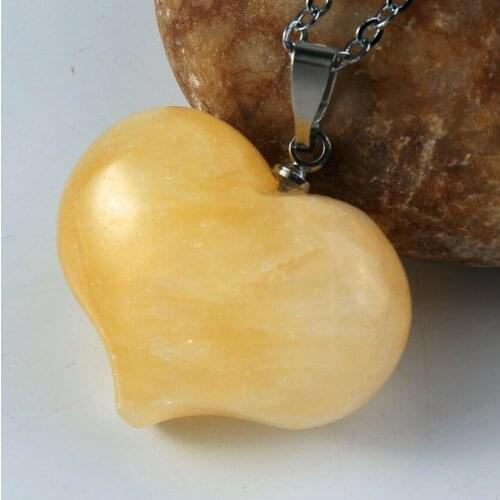 Trendy-beads Elegant Style Silver Plated Natural Yellow Citrines Love Heart Pendant For Valentines Day Jewelry