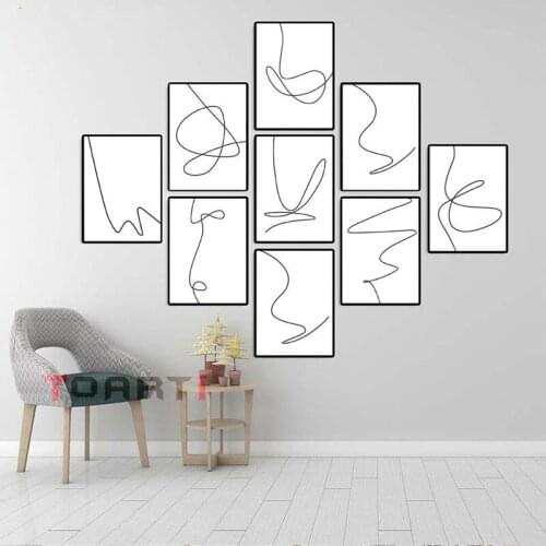 Nordic Minimalist Geometric Line Art Decoration Painting Canvas Painting Wall Art Black and White Posters and Prints Home Decor