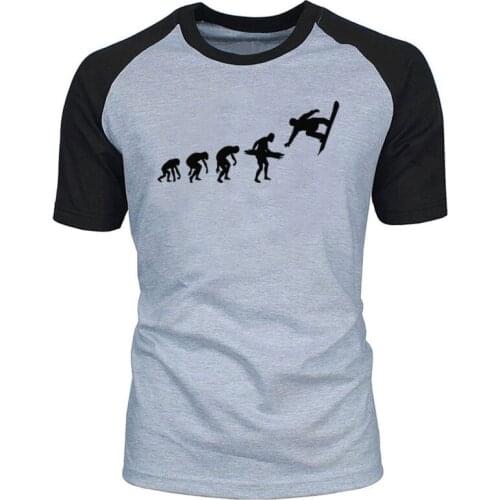 2020 New Mens funny Fashion Snowboarding Evolution Extreme Sport Short Sleeve Round Collar O neck T shirt