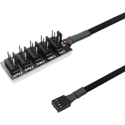 PC Case Fan Sleeved Power Cable Hub Splitter Extension Cable Splitter Adapter Controller 1 to 5 Way 4-Pin PWM CPU Cooler Fan
